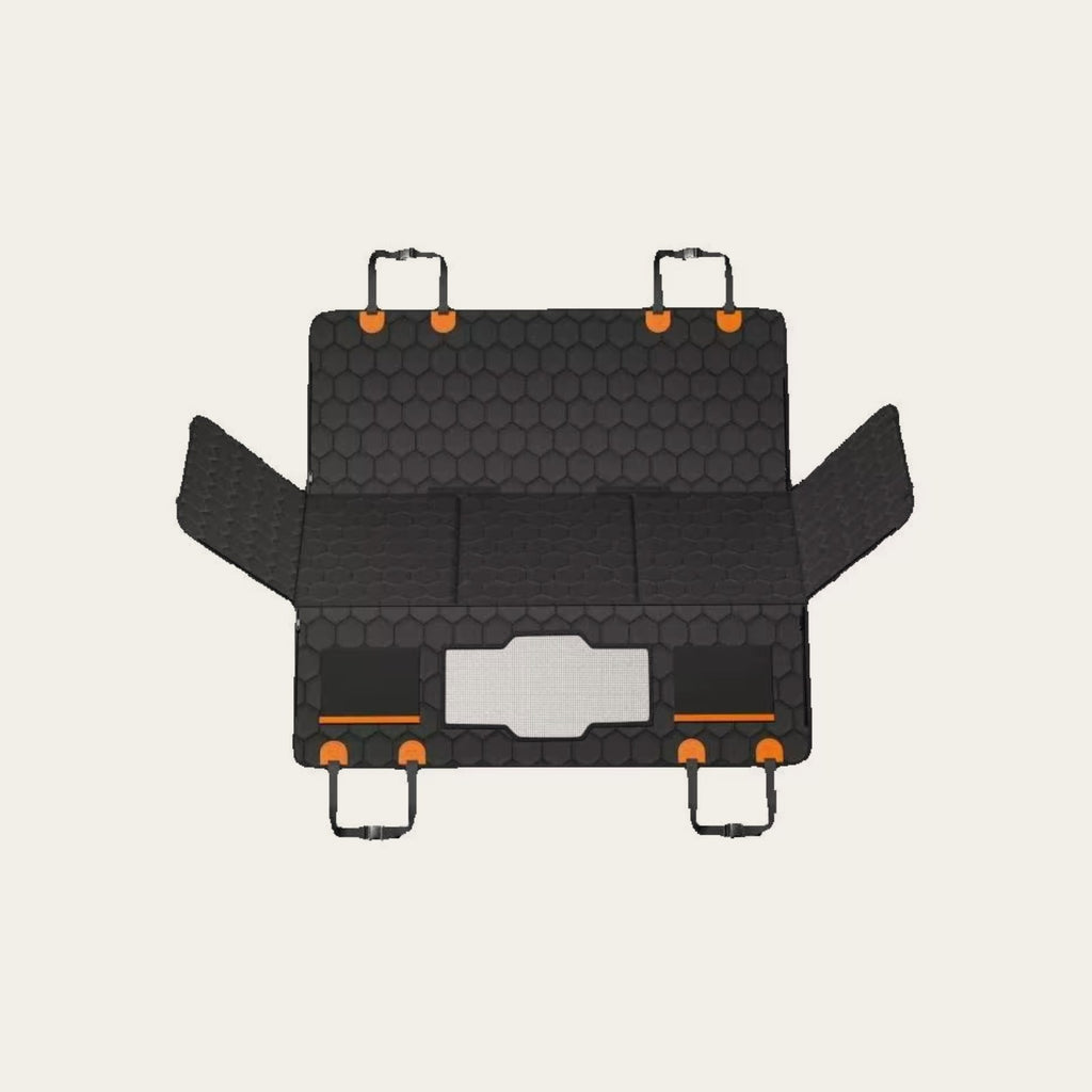 Back-seat extender laid flat, top view