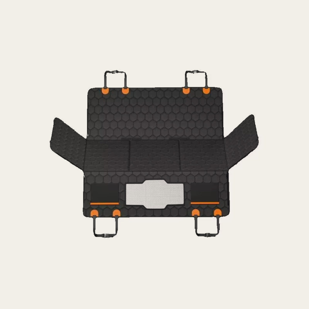 Back-seat extender laid flat, top view