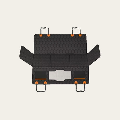 Back-seat extender laid flat, top view