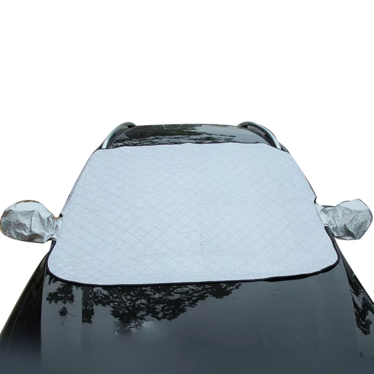 Frost cover fitted on an SUV windshield