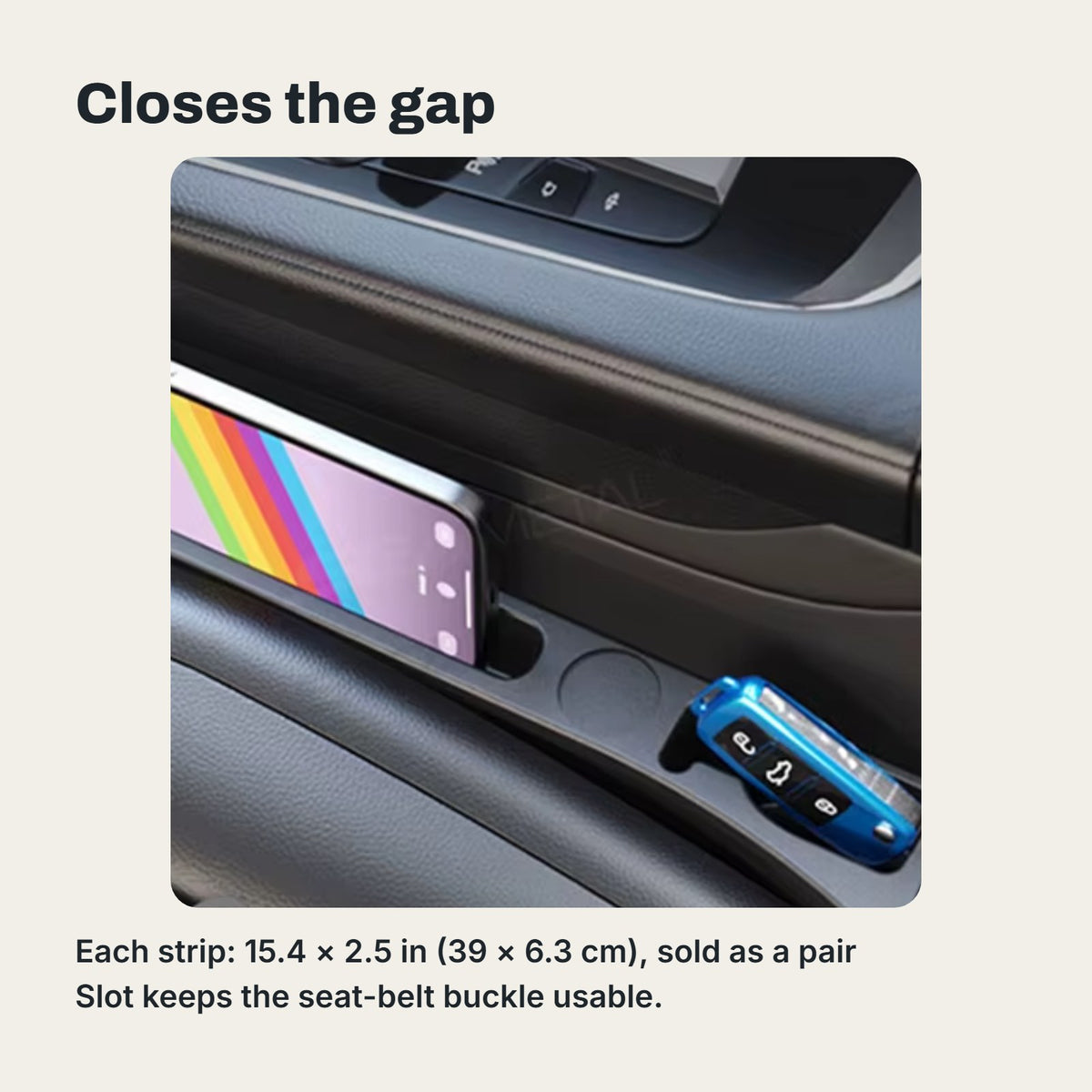 Seat gap filler size and seat-belt slot