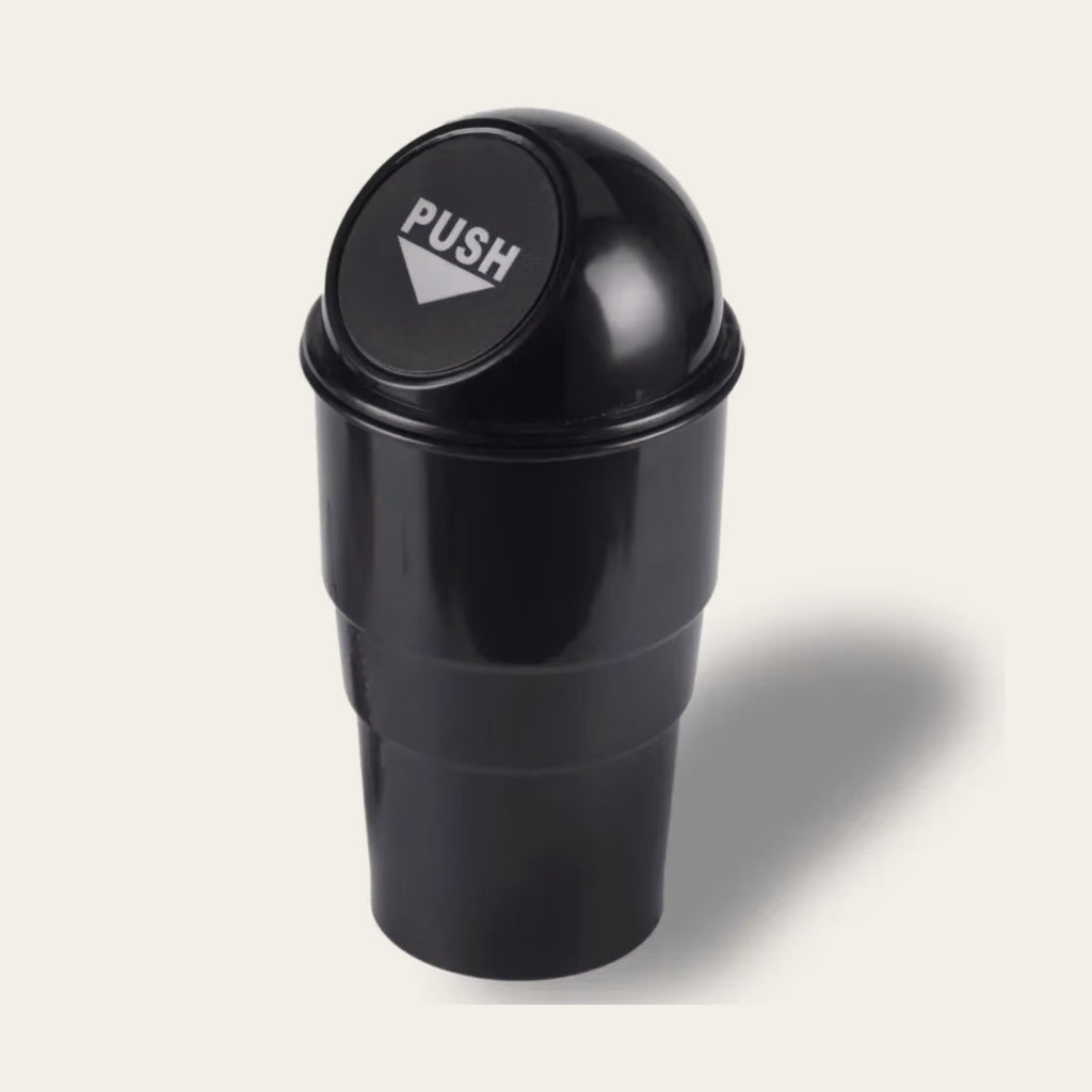 Cup-holder trash can, side view