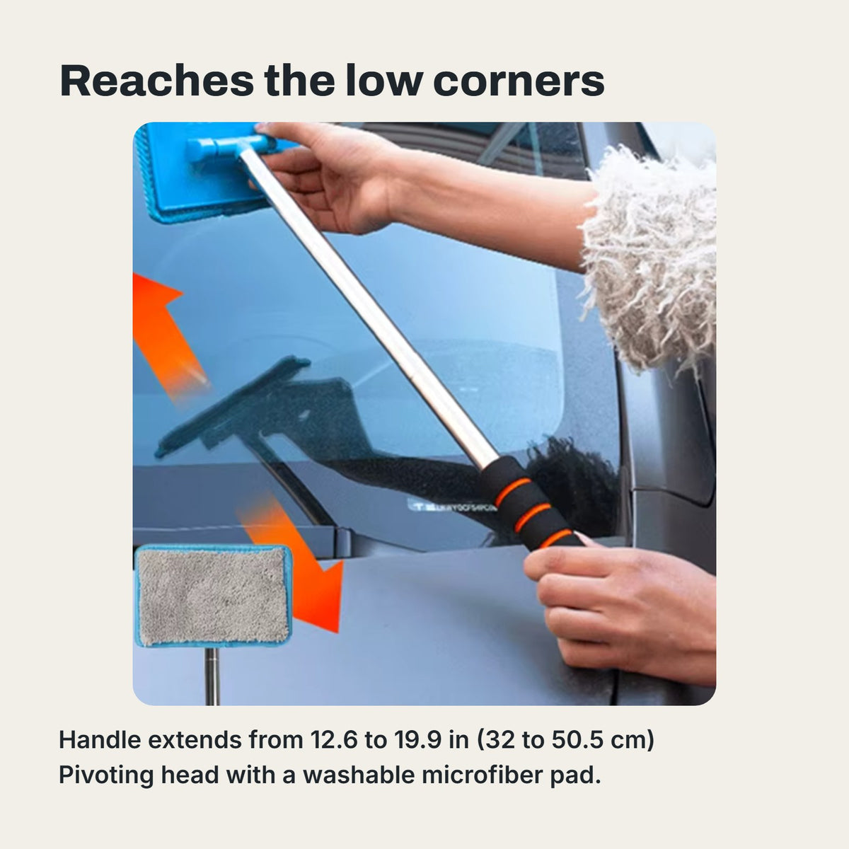 Wand handle length and pivoting head